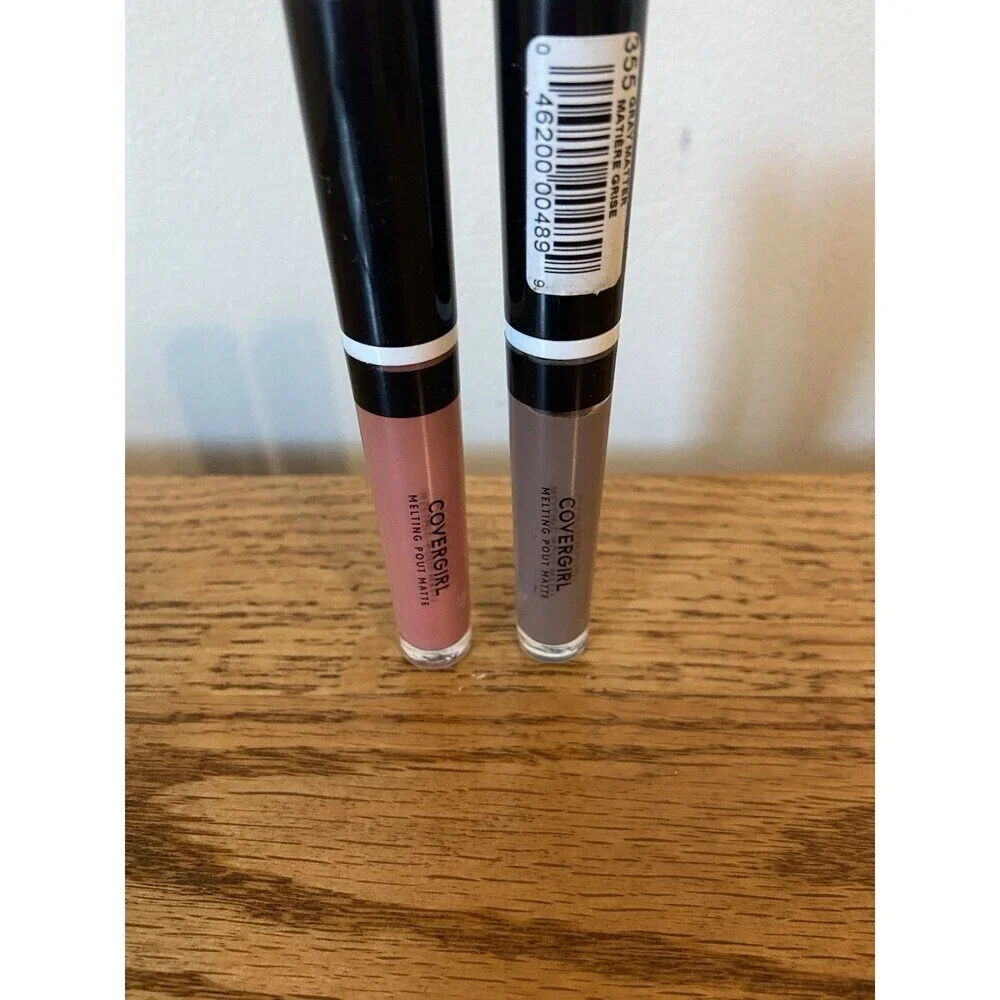 (2) Covergirl Melt Pout Matte Liquid Lipstick 310 Coral Chronicles Gray Matter